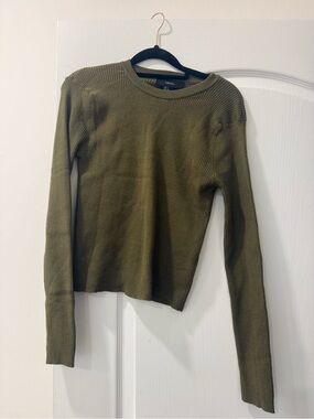 Forever 21 Olive Green Ribbed Long-Sleeve Sweater